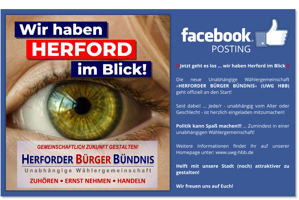Facebook-Posting - © Copyright by UWG »HERFORDER BÜRGER BÜNDNIS«